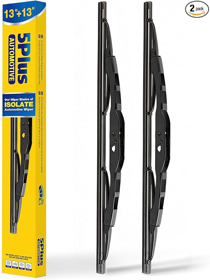 5 PLUS 13"+13" Windshield Wiper Blades Replacement for Jeep Wrangler TJ 1997 1998 1999 2000 2001 2002 2003 2004 2005 2006 Original Factory Quality Fit for U/J HOOK Front Wipers Arm(Pack of 2)