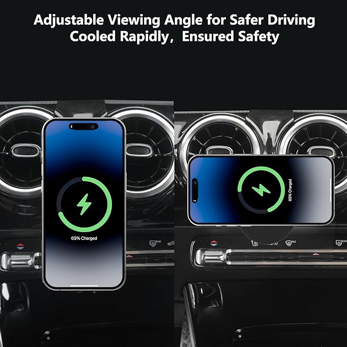 CLEC for Mercedes-Benz A-Class 2019-2022 CLA-Class 2020-2025 Magnetic Wireless Charger Car Phone Holder Mount Fit for Mercedes-Benz Car Accessories Phone Holder 15W Fast Charging Wireless Charger
