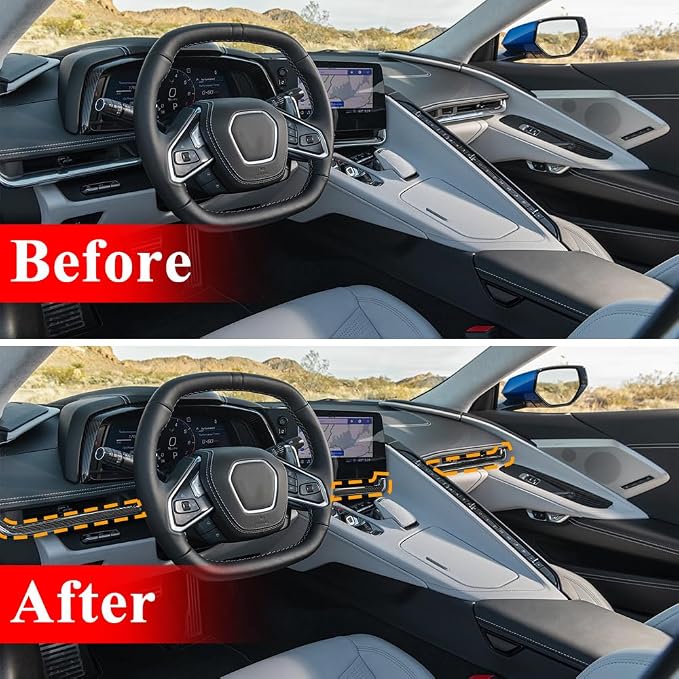 AeroBon Real Carbon Fiber Interior Cover Trim Compatible with 2020-2025 Corvette C8 Stingray Z06 E-Ray AC Air Vent Surrounding Trim