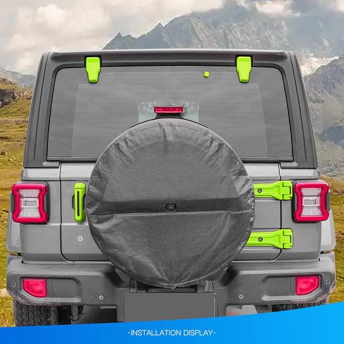 Barong for Jeep Wrangler JL JLU 2018-2025 Accessories Exterior Decoration Door Hinge Handle Engine Hood Hinge Hood Latch Wheel Eyebrow Side Air Outlet Rear Window Hinge Cover 26PCS Full Set(Green)