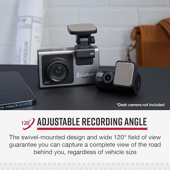 Cobra Rear-View Camera for SC Series Dash Cams, with Full HD Video, Flexible Mounting for Optimal View