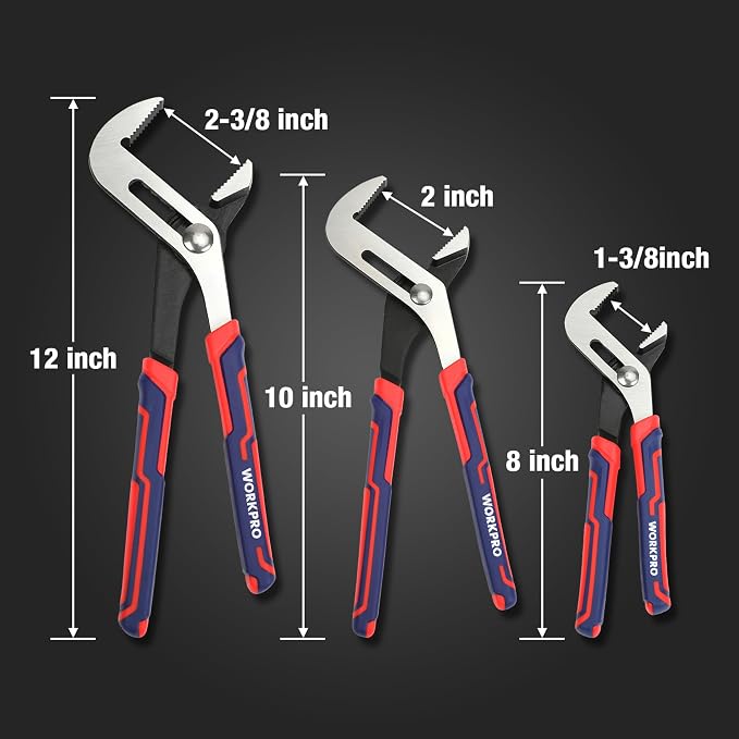 WORKPRO 3 Piece Groove Joint Plier Set & WORKPRO 2-Piece Mini Pliers Set