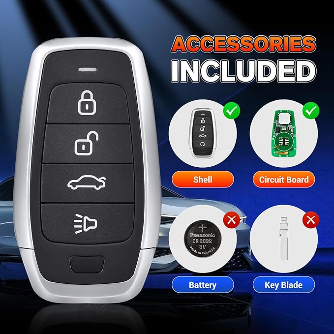 Autel Original Blank Key, IKEYAT004CL, 2026 Programmable Universal Key Fob Replacement, 4-Button OE-Quality for 700+ Vehicles, OBD Learning, Dual-Band, 130FT Remote, Work w/ KM100 Scan Tool