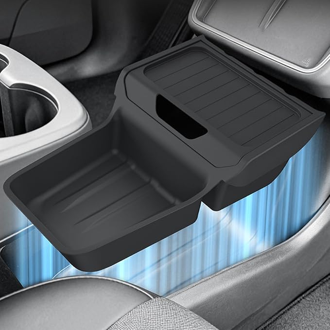 Center Console Organizer Compatible for Tesla 2025 Model Y Standard, Car Storage Organizer for Under Center Console, Car Accessories, Black Console Tray