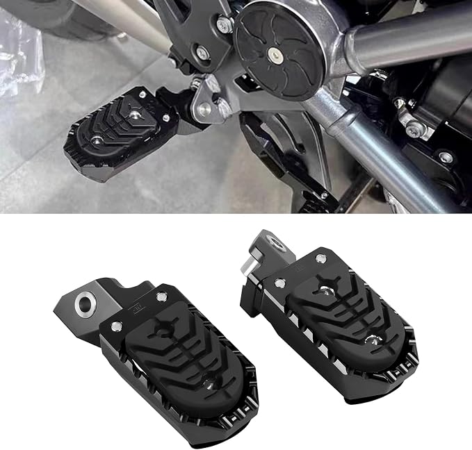 Motorcycle Foot Pegs Footpegs Rest Pedal Replacement for BMW F750GS F850GS R1200GS R1250GS R1300GS Aluminum Footrest Pedals with Built-in Spring (black)