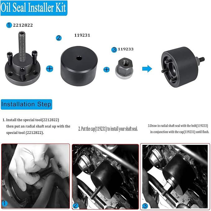YMT 2241 Front Crankshaft Seal Remover & Installer Kit Fits for BMW N20 N26-110 371, 110 372, 2 212 822, 119 231, 119 233