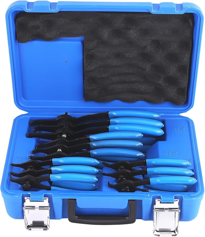 maXpeedingrods 12 Piece Versatile Retaining Snap Ring Pliers set, Heavy Duty Fixed Tip Combination Internal and External Snap Ring Pliers for 0.038in 0.047in 0.070in 0.090in