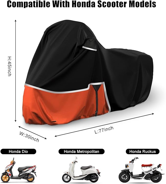 Waterproof Motorcycle Cover Replace for Honda Scooter Model, 420D Oxford Cloth Honda Ruckus, Metropolitan, Dio and ADV150 Scooter Cover for Snow Rain Dust Protection