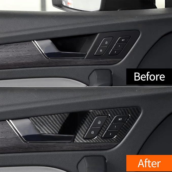 Door Lock Button Panel Cover Compatible with Audi Q5 2018-2025, Inner Door Lock Button Panel Cover for Audi Q5 Sportback, ABS Carbon Fiber Interior Trim, NO Memory Seat Button Trim