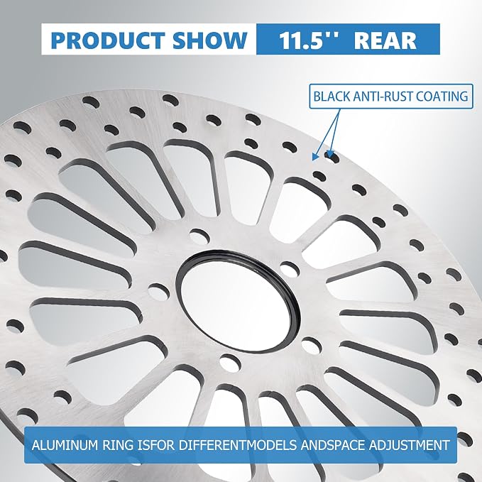 11.5''Rear Brake Rotor Fit for Harley Davidson Touring Sportster Dyna, Early Super Glide Softail Great Performance Superior Heat Dissipation Brake part, 420 Stainless Steel Rotors
