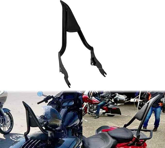 Motorcycle 22" Sissy Bar, Integrated Passenger Backrest Fit For Harley Touring Road King Street Glide Road Glide 2009-2025 Black