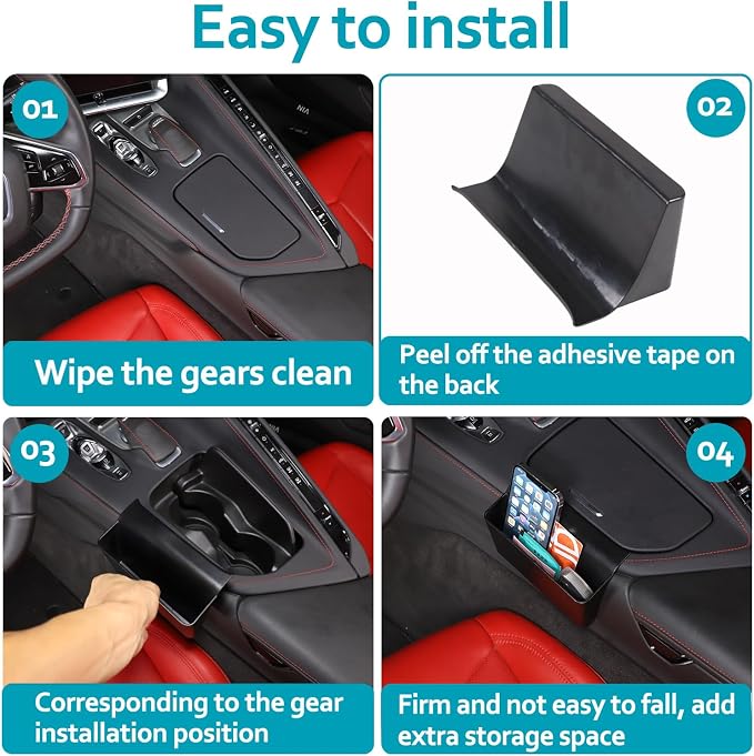 CHEAYAR Central Control Side Storage Box Compatible with Chevrolet Corvette C8 2020-2023 2024 2025, Gear Shift Organizer Tray Interior Accessories