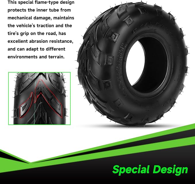 145/70-6 145-70-6 Tires Tubeless Compatible with Coleman CT100U CC100X Baja Doodle Bug DB30 Mini Bike KT196 Go Kart Motovox MBX10 MBX11 Mega Monster Moto 80cc 105cc Kazuma ATV Quad 4 Wheeler