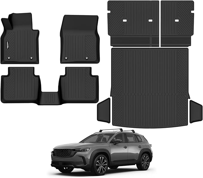 Tongama-Floor Mats for 2023 2024 2025 2026 Mazda CX-50(Not for Hybrid), All Weather TPE Floor Liners and Trunk Mat and Backrest Mats Protectors for Mazda CX-50 Accessories