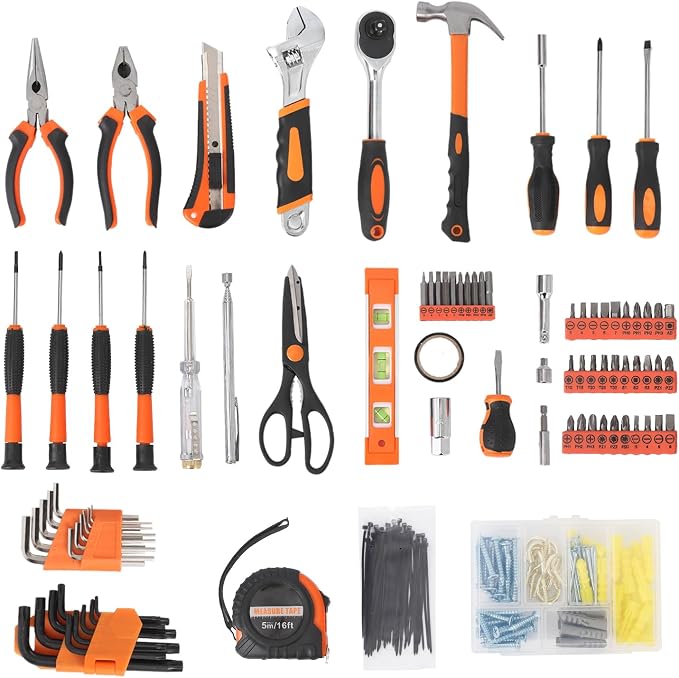 GarveeTech 247 Piece Tool Set, General Home/Auto Repair Tool Kit, Combination Package Mixed Tool Set Hand Tool Kit with Plastic Toolbox Storage Case