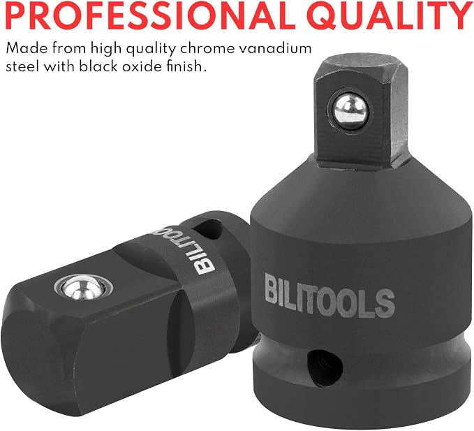 BILITOOLS Socket Adapter Set 17 Piece includes Reducer, Universal Joint Socket Set, Drill Adapter 1/4" 3/8" 1/2"& 18-Piece Drive Tool Accessory Set, includes 1/4" 3/8” & 1/2” Drive Socket E