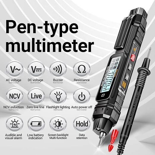 ANENG Multimeter with Pen Type Volt Meter Tester Measures AC/DC Current,Voltage,Resistance,Continuity,Diodes Ohm Volt Amp Meter,Electric Tools for Household Outlet and Automotive Battery Tester