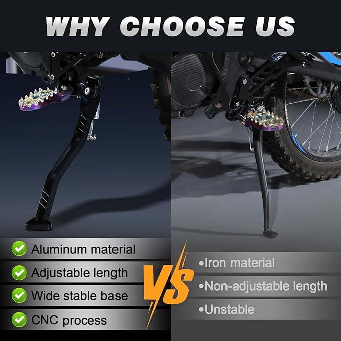 Dirt Bike Kickstand Side Stand CNC Support Stand Adjustable Aluminum for Talaria MX3/MX4/MX5 Electric Dirt Bike Black