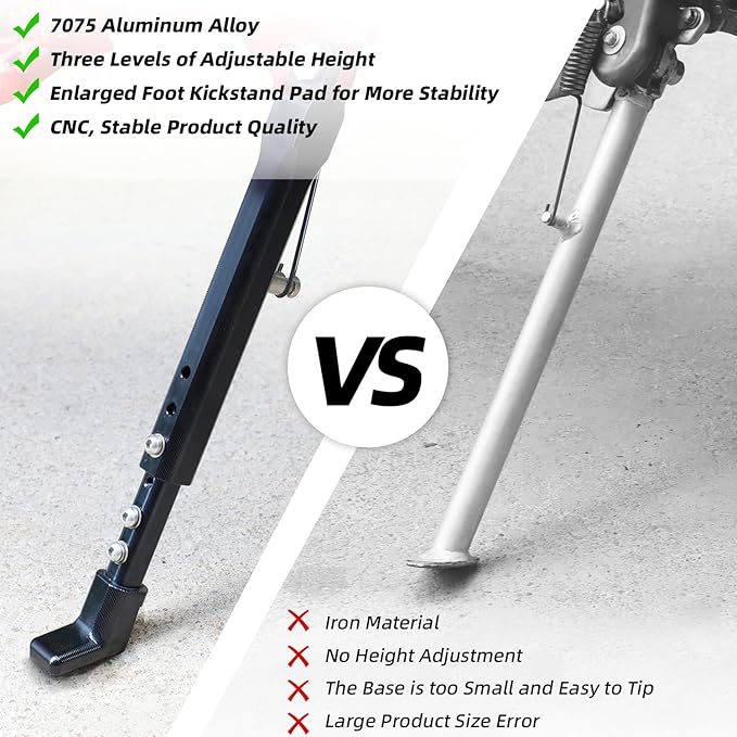 CNC Dirt Bike Kickstand - 7075 Aluminum Alloy Side Stand Support Stand Adjustable for CR CRF XR RM KX KLX TTR PW 50 70 80 100 110 125 150 50cc-150cc Pit Bike