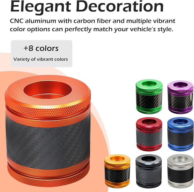 Crash Bar Sliders End Caps CNC Carbon Fiber Inlay Decorative Sliders Fits for 1.25" Front Engine Guard Rear Saddlebag Guard CNC 60mm (Orange)
