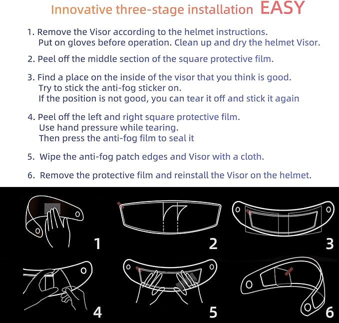 Universal Motorcycle Full Face Helmet Shield Fog Resistant Lens, Clear Visor Insert Anti-Fog Film Waterproof Sticker