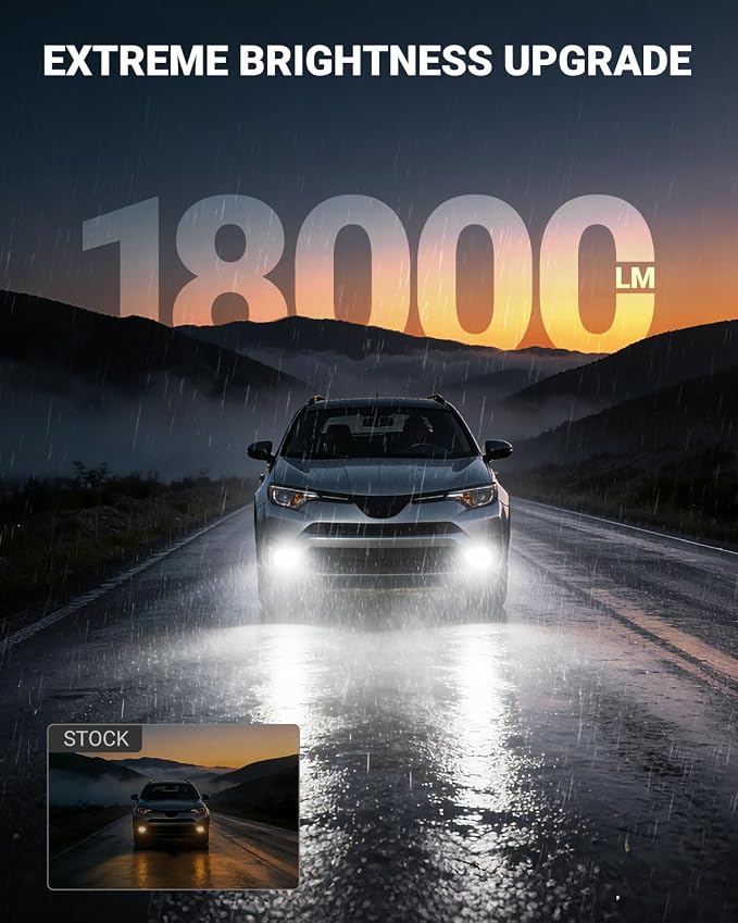 SEALIGHT H10/9140/9145 LED Fog Light Bulbs, 18000LM Ultra Bright H10 Fog Lights, IP68 Waterproof Injection Sealed,Long Lifespan 80000 Hours, 1:1 Mini Size Easy Install 9145 LED fog lights, Pack of 2