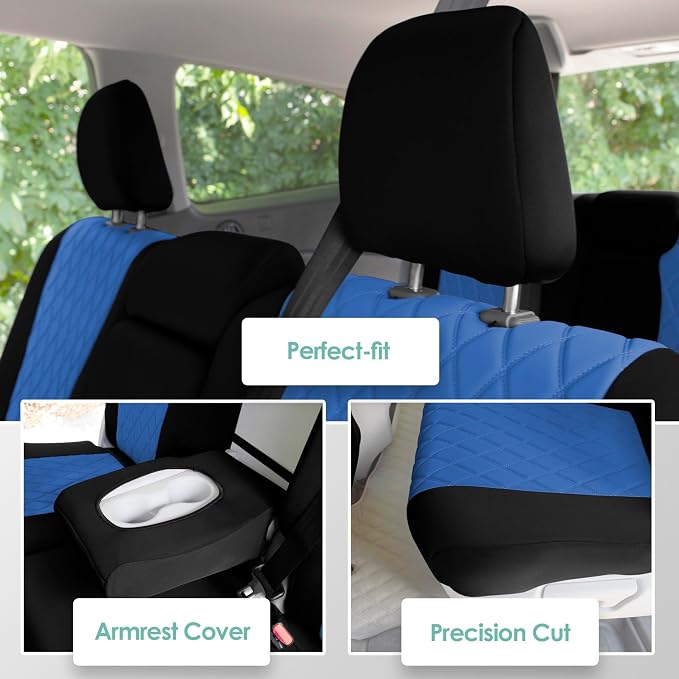 FH Group Custom Fit Car Seat Covers Specifically Made for 2016–2022 Honda Pilot, 2nd Row Set Blue Ultraflex Neoprene, Waterproof Car Seat Cover, Honda Accessories
