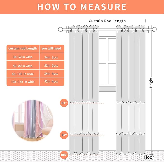 XiDi 90 Inches Curtains for Girls Bedroom 2 Panels Set, Blackout Rainbow Curtains for Kids Room Decor, Unicorn Wall Decals Drapes for Little Girl Nursery Room Grey/Pink/Purple 34 Inches Wide