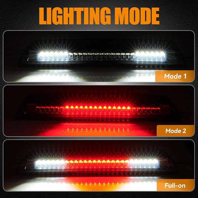 Third 3rd Brake Light LED for 2005-2016 Nissan Frontier & 2004-2015 Nissan Titan, High Mount Rear Brake Lights Assembly, Waterproof Center Cab Cargo Lamp Stop Light (Smoke)