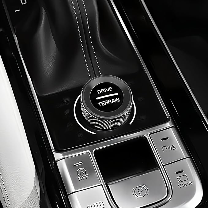 5PCS Aluminum Car Drive Mode Gear Shift Switch Cover,Radio Audio Volume Adjustment Knob Cover,AC Switch Button Knob Cover Compatible with Kia Telluride 2020-2025 Accessories (Black)