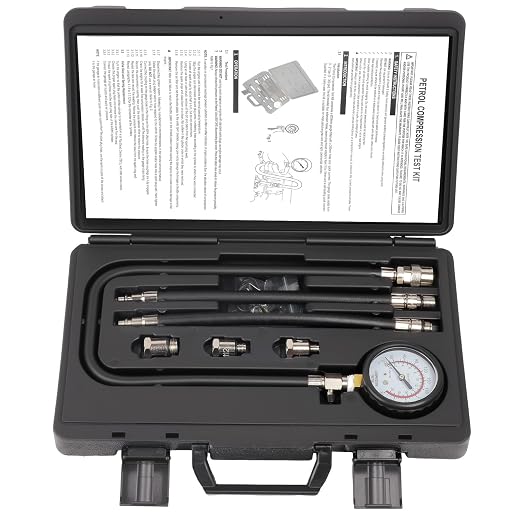 Deluxe Compression Test kit, Compression Tester Gasoline Engines | Model 2506, for 10-18mm Spark Plugs, Comprehensive Set with Dual Scale Gauge and Robust Storage Caseblack