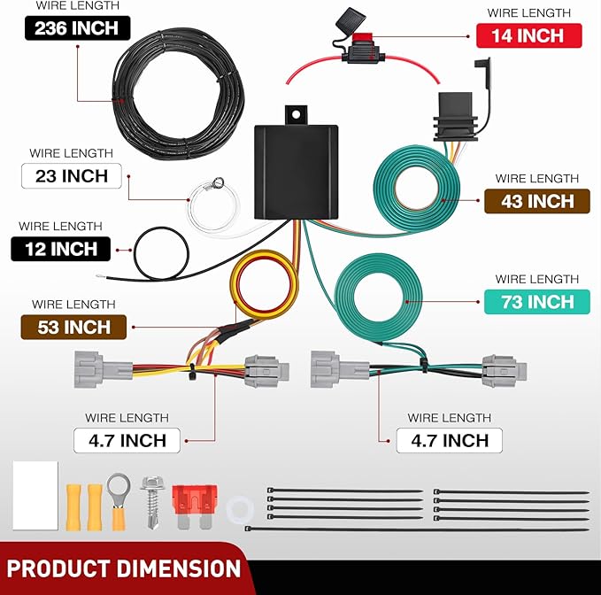 Nilight 4 Pin Trailer Wiring Harness Kit 56459 Vehicle Standard 4 Way Connector Custom for 2021 2022 2023 2024 2025 Nissan Rogue Simple Fit Tow Hitch Harness