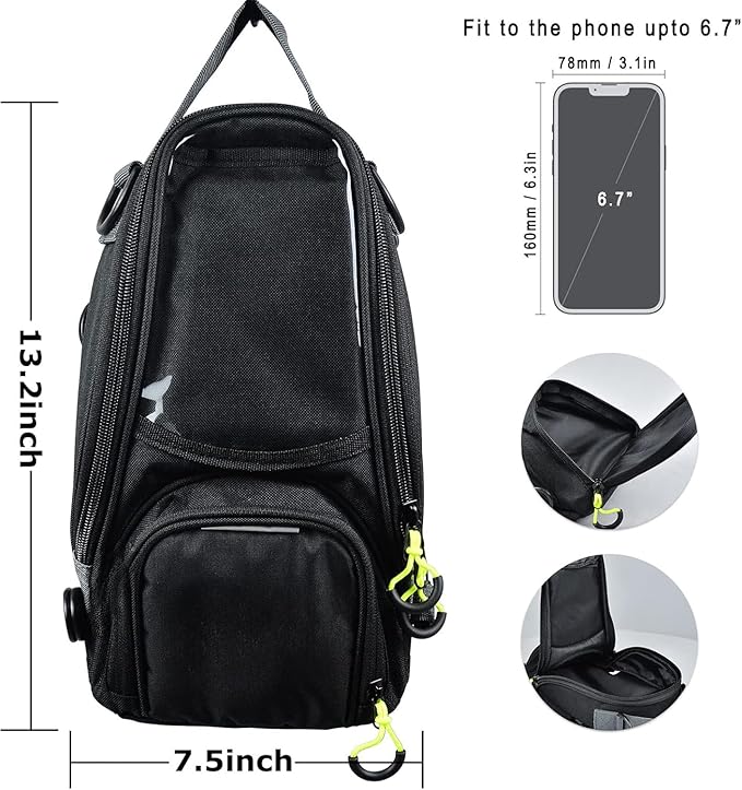 Motorcycle Tank Bag with Waterproof Rain Cover, Strong Magnetic Motorbike Bag with Transparent Phone Pocket for 6.7" iPhone Navigation, Update Version Oxford Fabric Storage Bag for Most Motorcycles
