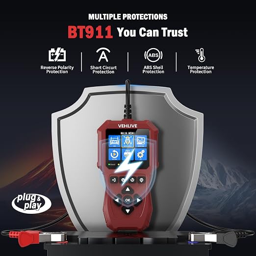 Car Battery Tester 6V 12V 24V with Lithium Battery Testing, BT911 5-3000CCA Automotive 12V&24V Dual Circuit Testing, Load/Alternator Tester, Charging Cranking System Tester for All Car Motorcycle Boat
