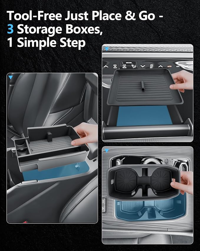 SKTU 3Pack for 2026 Jeep Cherokee Center Console Organizer for 2026+ Jeep Cherokee (Base/Laredo/Limited/Overland) Console Tray & Wireless Charging Mat & Cup Holder Jeep Cherokee 2026 Accessories