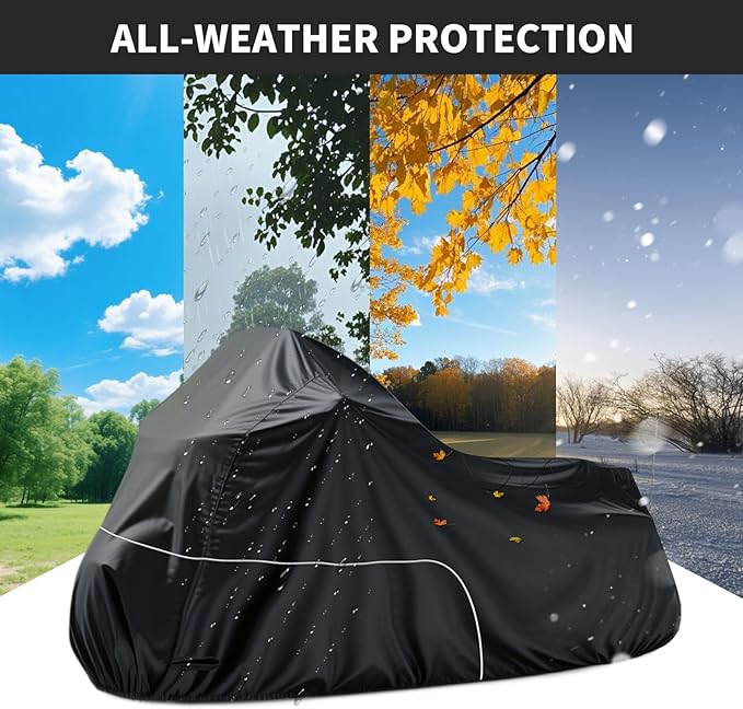 Motorcycle Cover fits for Harley Davidson Road King Road Glide Electra Glide Low Rider-ST HD Goldwing, All Weather Cruiser Motorcycle Cover, Black