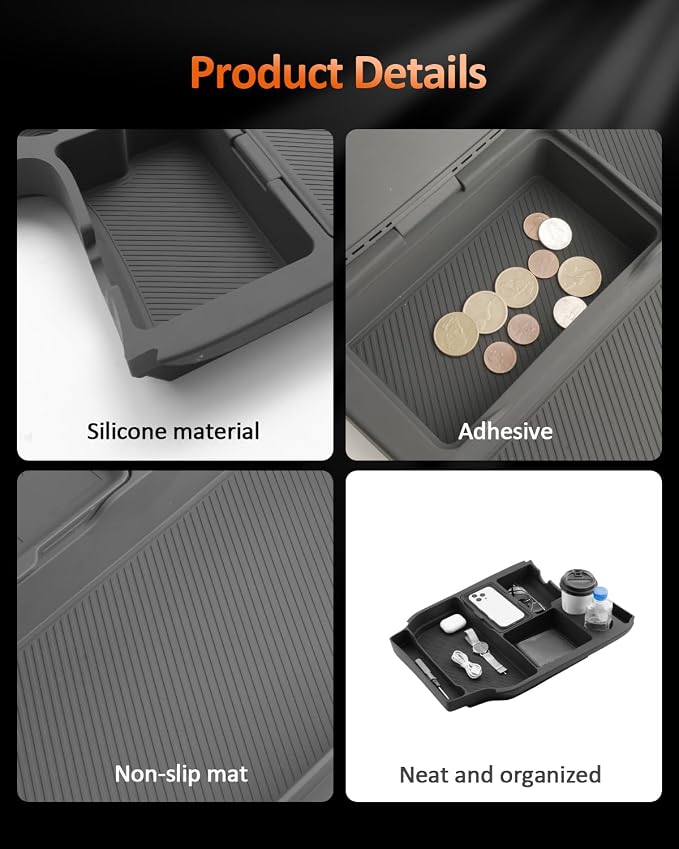 CDEFG for 2021-2025 2026 Toyota Sienna Console Bottom Silicone Organizer Storage Box - Lower Center Console Tray Accessories -Not Compatible with Refrigerator Model Configurations
