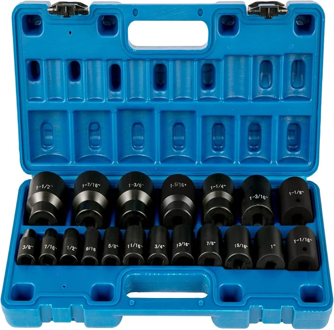 VEVOR Impact Socket Set 1/2 Inch Drive - 26 Piece Deep 6-Point Sockets With Storage Cage & 19 Piece Set