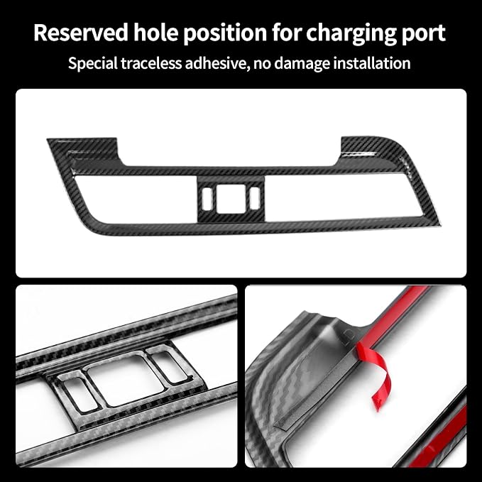 Dashboard Panel Side Air Outlet Vent Frame Compatible with Audi Q5 2018-2020, Center Air Outlet Vent Cover Trim Decals, Dash Air Vent for Audi Q5 Sportback, ABS Carbon Fiber Q5L Accessories