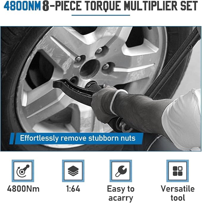 YUNGTEE Torque Multiplier Wrench Set, 1:64 Ratio, 1" Drive, 8 CR-V Sockets