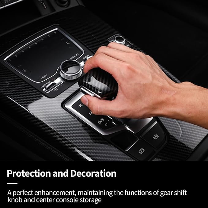 Center Console Gear Shift Panel Cover Compatible with Audi Q5 2018-2021, Console Gear Shift Trim Protective Frame for Audi Q5 2018-2021 LHD, ABS Carbon Fiber Q5L Interior Accessories