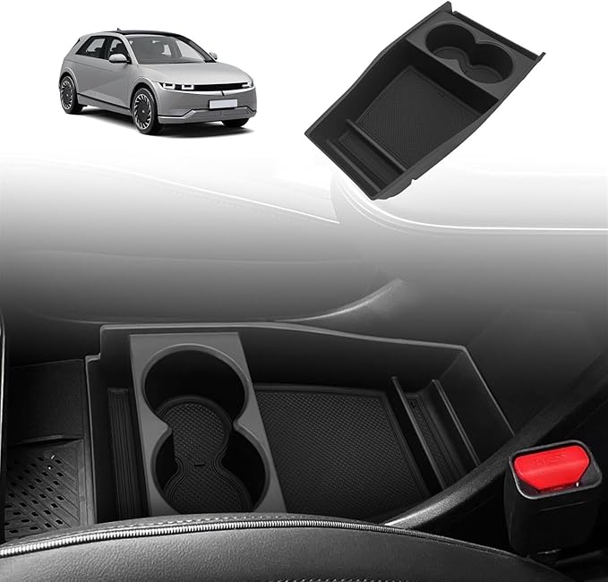 BestEvMod Lower Dash Cover & Lower Center Console Organizer Cup Holder Tray Compatible with Hyundai Ioniq 5 2022-2024