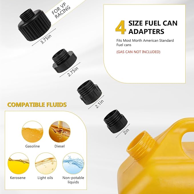 Automatic Fuel Transfer Pump with Auto-Stop, 3.8 Gallon per Min, 51'' Extra Long Hose,Battery or USB Powered, 4 Can Adapters, Fast and Safe Portable Gas Can Pump for Oil, Diesel,Gasoline.