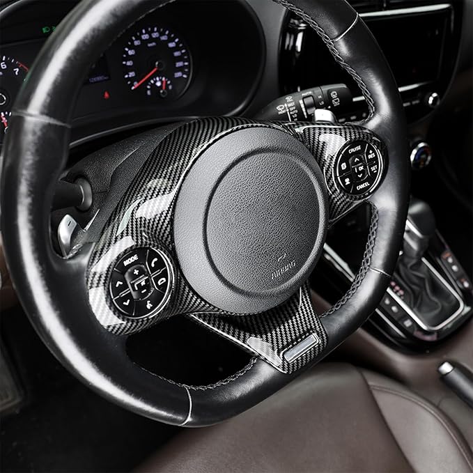 Premium Car Steering Wheel Handle Frame Cover - Anti-Slip Grip, Durable & Stylish Design Compatible with Kia Soul GT 2020-2025 Accessories (Carbon Fiber Pattern)
