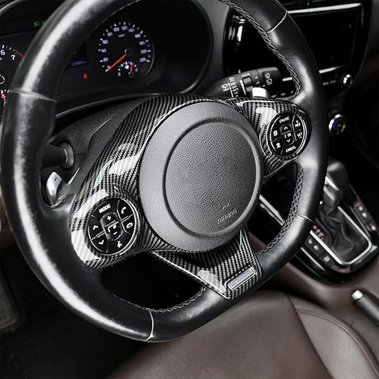 Premium Car Steering Wheel Handle Frame Cover - Anti-Slip Grip, Durable & Stylish Design Compatible with Kia Soul GT 2020-2025 Accessories (Carbon Fiber Pattern)