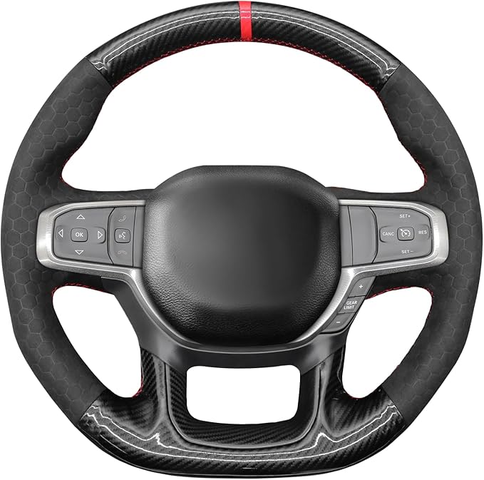 MEWANT Steering Wheel Covers for Dodge Ram 1500 TRX 2021-2024 Hand-Stitched Steering Wheel Wrap