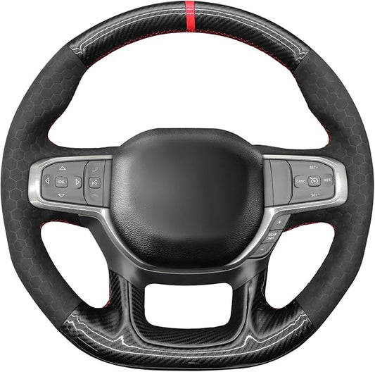 MEWANT Steering Wheel Covers for Dodge Ram 1500 TRX 2021-2024 Hand-Stitched Steering Wheel Wrap
