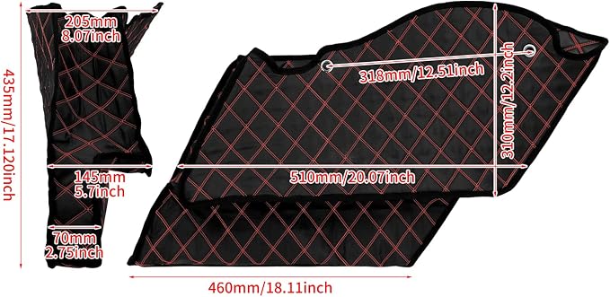 Saddlebag Liners Carpet Insert for 5 inch Stretched Hard Saddlebags Fit for Harley Touring Road King Road Glide Street Glide Electra Glide