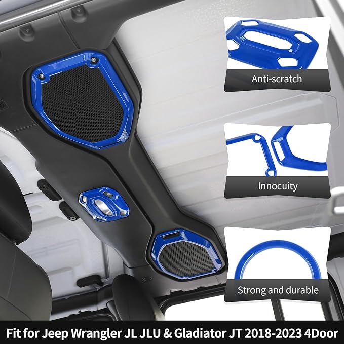 23PCS Full Set Interior Decor Trim Kits Fit for 2018-2023 Jeep Wrangler JL JLU & Gladiator JT 4Door Dashboard Cup Holder Headlight Switch Gear Shift Roof Speaker Map Light Inner Door Bowl Trim