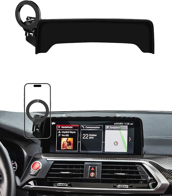 PZK Car Phone Holder for BMW X3 2018-2021/ BMW X4 2019-2021 Accessories 10.25/10.3-Inch Screen Fixed Clip Compatible with Magsafe Phone Mount with Sunglasses Storage Box 360° Rotation Not Affect Vent